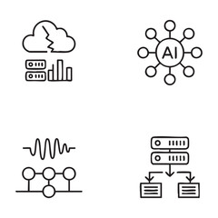 Obraz premium Four hand drawn representing data cloud server A I and workflow