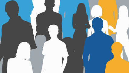 Diverse Group of People Silhouettes in Various Colors.