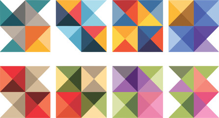 Geometric Patchwork Quilt Vector Design  Modern Shapes and Balanced Color Harmony