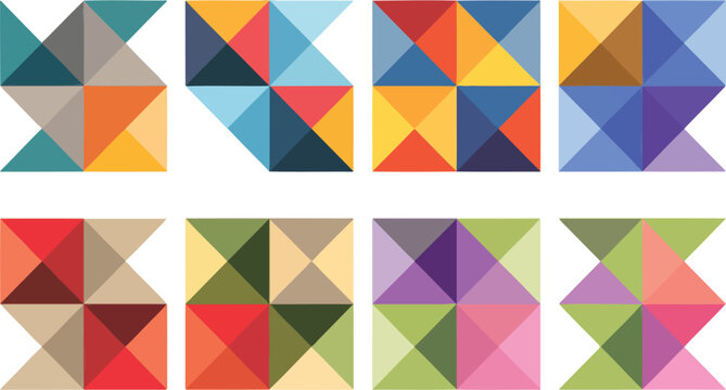 Geometric Patchwork Quilt Vector Design  Modern Shapes and Balanced Color Harmony