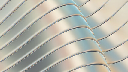 Abstract wavy stripes pattern background, white iridescent stripes wallpaper.