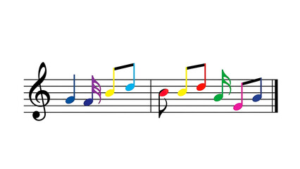 ia generated. Artistic design with swirling musical notes on white background, perfect for music, creativity, or editorial design themes.