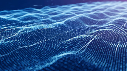 ia generated. Abstract Blue Digital Wave of Data and Technology Background. Abstract 3D blue digital wave representing data flow, artificial intelligence, and modern technology network background.