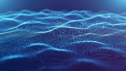 ia generated. Abstract Blue Digital Wave of Data and Technology Background. Abstract 3D blue digital wave representing data flow, artificial intelligence, and modern technology network background.