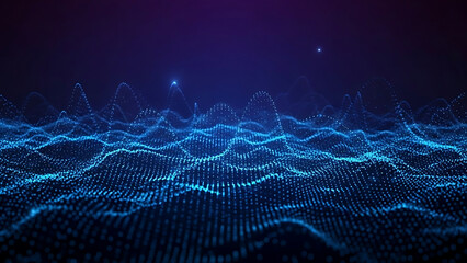 ia generated. Abstract Blue Digital Wave of Data and Technology Background. Abstract 3D blue digital wave representing data flow, artificial intelligence, and modern technology network background.