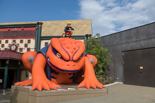 Naruto Uzamaki on Gamakichi toad at Fuji Hidden Leaf Village