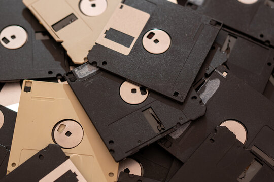 Pile of computer Floppy Disks