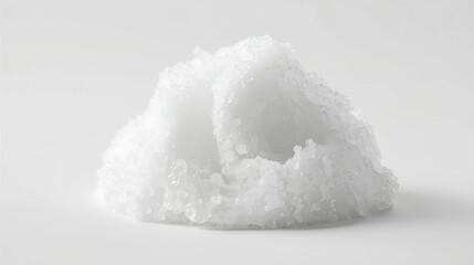 A close-up photograph showcases a white mound of soap or shaving foam on a clean white background. The image features a soft, airy texture with visible tiny bubbles, a smooth rounded shape, and minima