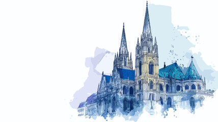 Obraz premium St. Stephens Cathedral. St. Stephens Cathedral watercolor vector illustration
