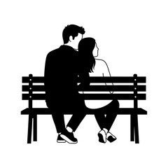 Naklejka premium Couple Sitting Together on a Bench in a Romantic Moment.