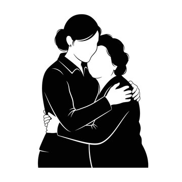 Two women embracing in a tender moment of affection and support.