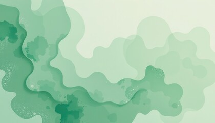 Fototapeta premium Abstract Green Fluid Background with Soft Shapes and Bubbles for Creative Designs and Artworks