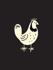 Fototapeta premium charming whimsical hen artwork on black background