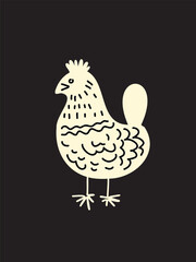 Obraz premium decorative folk style chicken illustration on black
