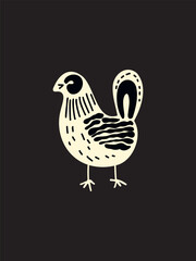 Obraz premium colorful folk hen illustration on black background