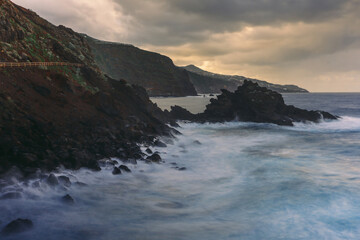 Obraz premium Nogales beach (Playa de Nogales) with the cliffs of, island of La Palma. Canary Islands. Spain