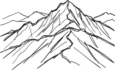 Mountain Ridge Line Drawing Illustration