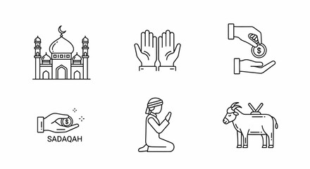 Fototapeta premium Religious Symbols and Icons in Simple Line Art.