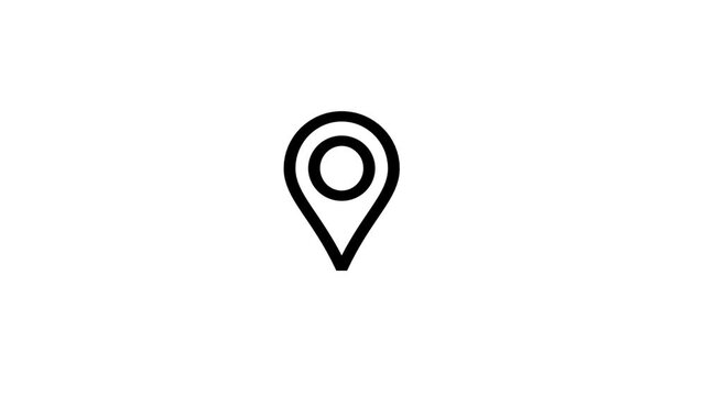 Map Marker icon animation. Classic location marker icon representing geographical point of interest, destination, and address finder tool.