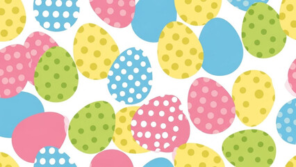Colorful Easter Eggs with Dots on White Background