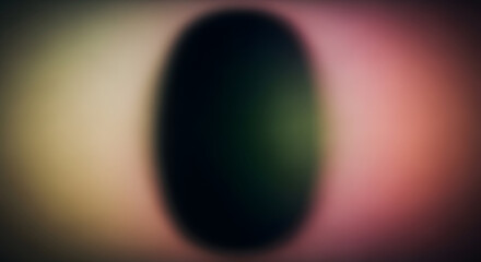 A dark elliptical shape against a gradient background of soft peach and muted yellow hues