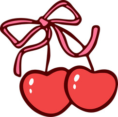 illustration of a cherry with red bow