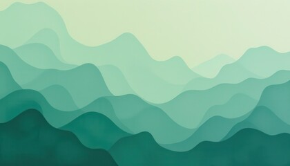 Serene Abstract Landscape with Soft Green Layers and Gentle Curves in Modern Minimalistic Design
