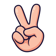 Obraz premium Cartoon hand making a peace sign on a white background