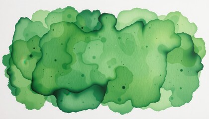 Vibrant Abstract Green Watercolor Background with Soft Organic Shapes and Textures