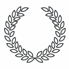 Simple outline drawing of a classic laurel wreath symbol of victory and achievement.