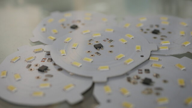 LED Light Circuit Board Close Up, Electronic Components for Modern Lighting Technology