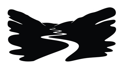 Obraz premium Abstract black silhouette of a winding path through wings, symbolizing journey and freedom