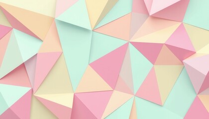 Fototapeta premium Abstract geometric pattern in pastel colors with triangles and three-dimensional shapes