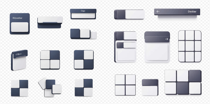 Set of modern user interface elements and abstract geometric patterns for web design and applications.