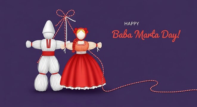 Happy baba marta day celebration with traditional dolls