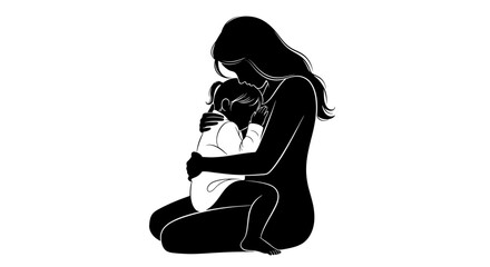 Mother holding her child in a loving embrace.