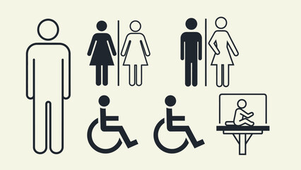 Restroom Signs Icons Symbols Collection.