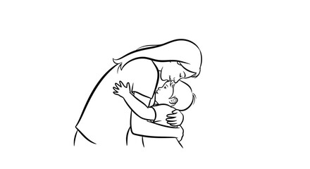 Mother Embracing Her Child With Love And Affection.
