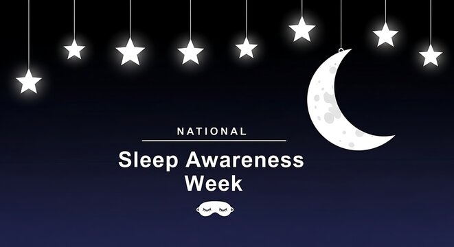 National sleep awareness week poster with stars and moon