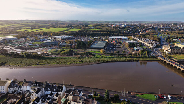 Aerial view of  Barnstaple, North Devon, UK
