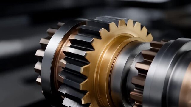 Machine components work in harmony as interlocking gears rotate together, enabling controlled movement and synchronized operation. cinematic color correction, natural uneven lighting yet gentle
