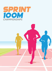 Naklejka premium Great elegant vector editable track and field sprint runner poster background design for your marathon championship event