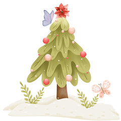 Adorable little girl in winter outfit with hot cocoa and Christmas elements