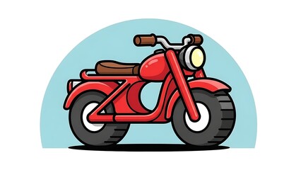 Fototapeta premium Red Vintage Motorcycle Illustration Side View.