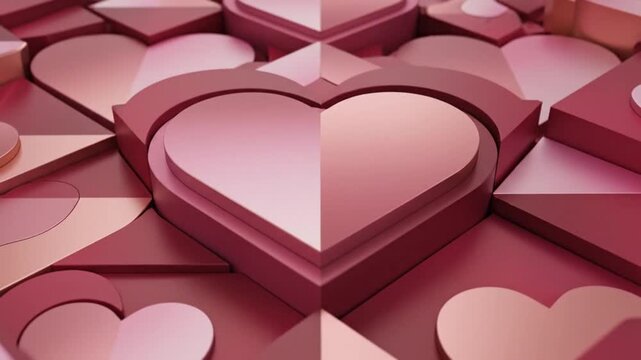 a 3D rendering of multiple heart shapes in various shades of pink and red