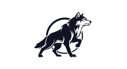 Obraz premium Majestic Wolf Silhouette Illustration - A symbol of wildness, power, and freedom