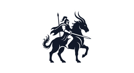 Obraz premium Epic warrior on horseback with spear, a striking silhouette for historical or fantasy themes