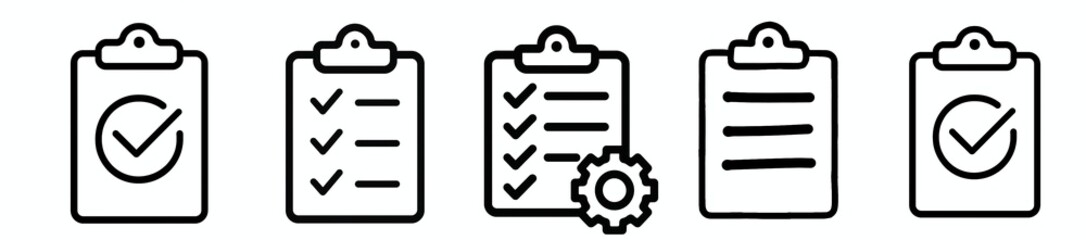 Clipboard Checklist and Task Management Icon Set, set of flat clipboard icons, professional office clipboard with checkmarks and to-do list icons, business clipboard checklist icon set © S.K.Singh