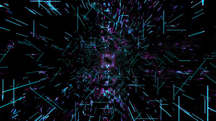 Futuristic Sci-fi line technology, Abstract motion graphic digital, Internet data network black background