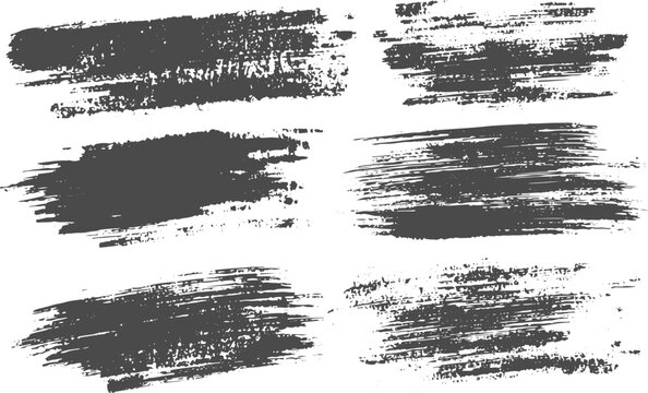 Linocut, Relief Printing, and Letterpress Square Shape Rough Texture Set.Grungy paint roller stains and overprinted lino ink marks with distressed abstract remnants for creative design.